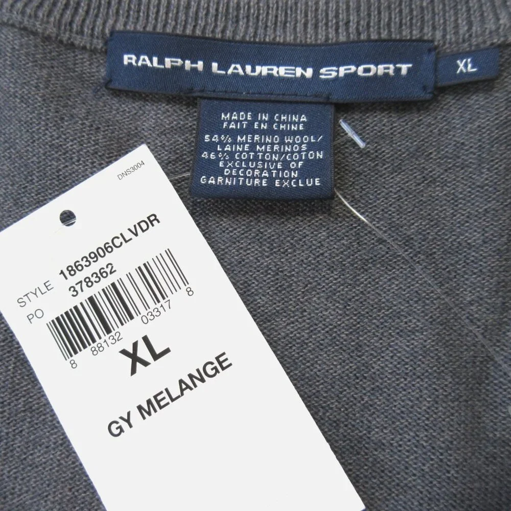 NWT Ralph Lauren Sport V-neck Shift in Gray Cotton Merino Wool Sweater Dress XL - Picture 5 of 6